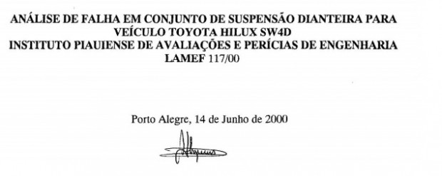 Laudo pericial Hilux - ABRE - 2